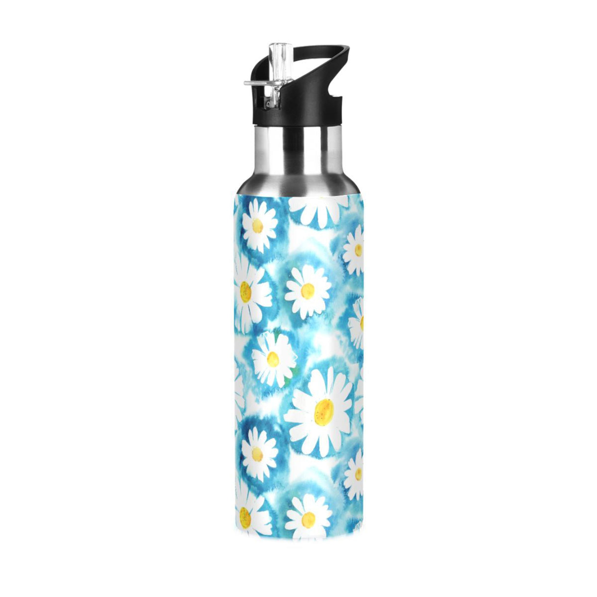 Blue Stainless Steel Insulated Water Bottle with Straw Lid I5907