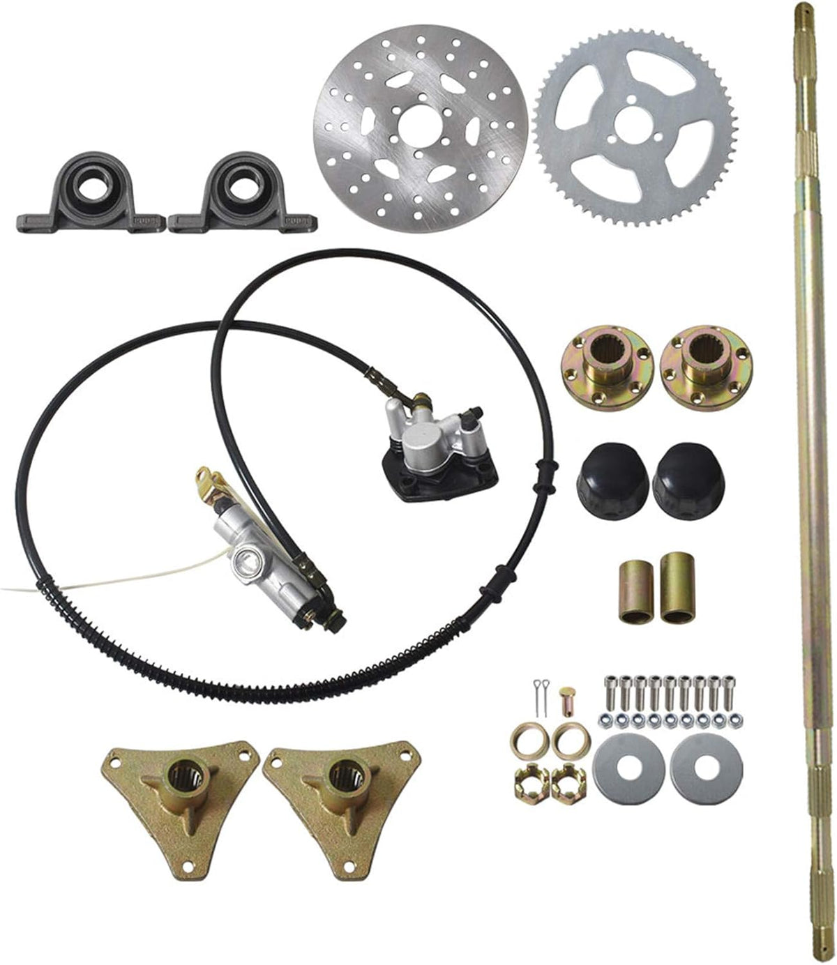Rear Axle Kit Brake Master Cylinder Disc Rotor Hub for Go Kart Drift Trike Cart ATV A639150