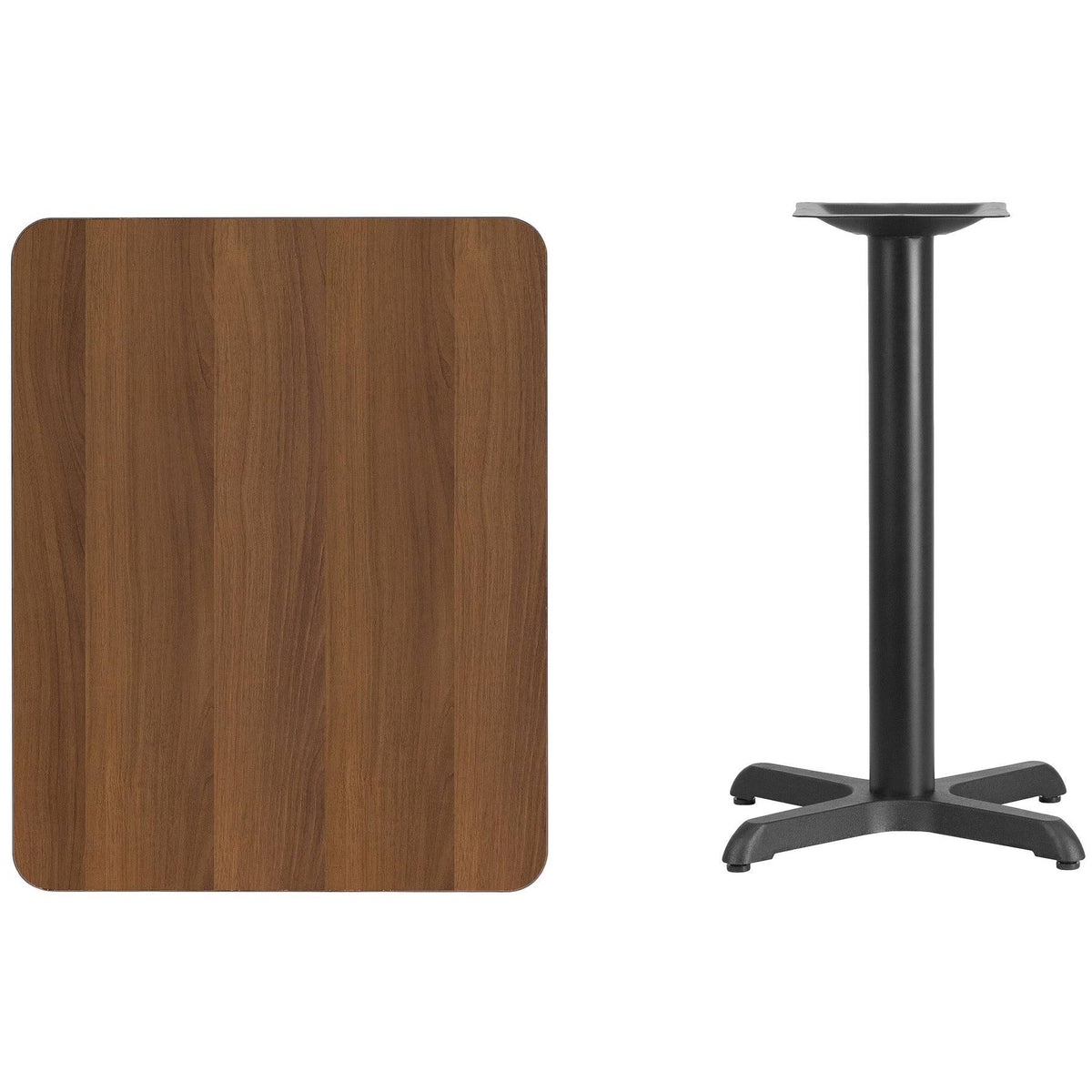Rectangular Walnut Laminate Table Top with Table Height Base Q4306