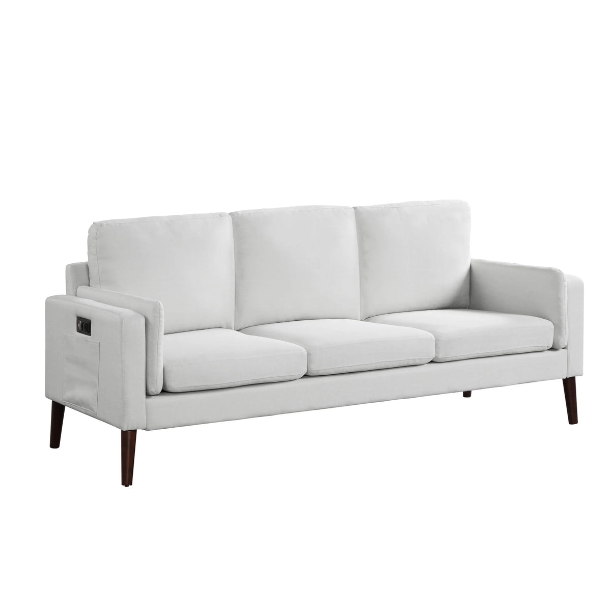 Gray Upholstery Sofa with Side Pocket and USB Power V670047