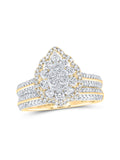 10kt Yellow Gold Diamond Teardrop Bridal Ring Band Set 1 Cttw C1141