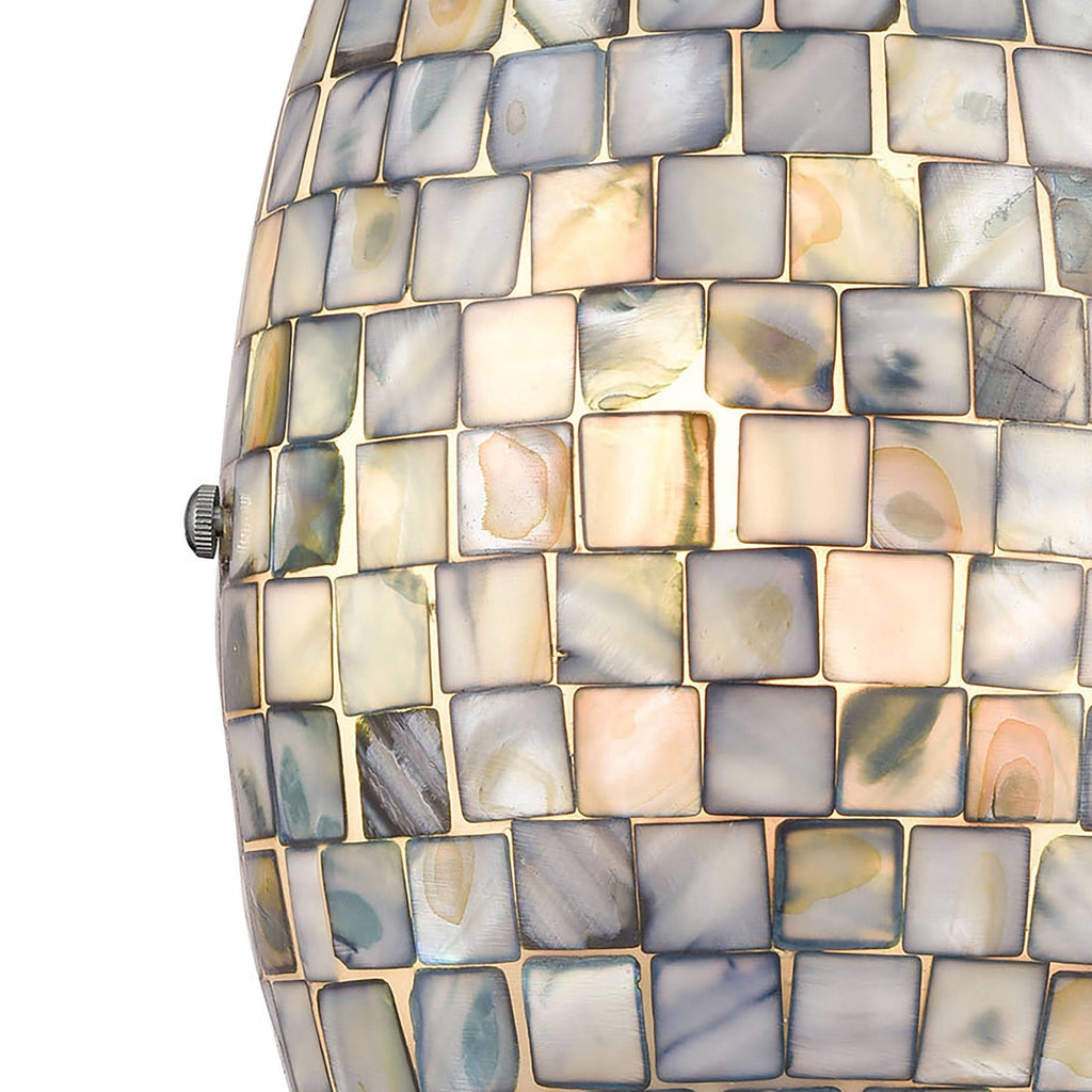 Satin Nickel 1-Light Sconce with Glass/Gray Capiz Shells R16386