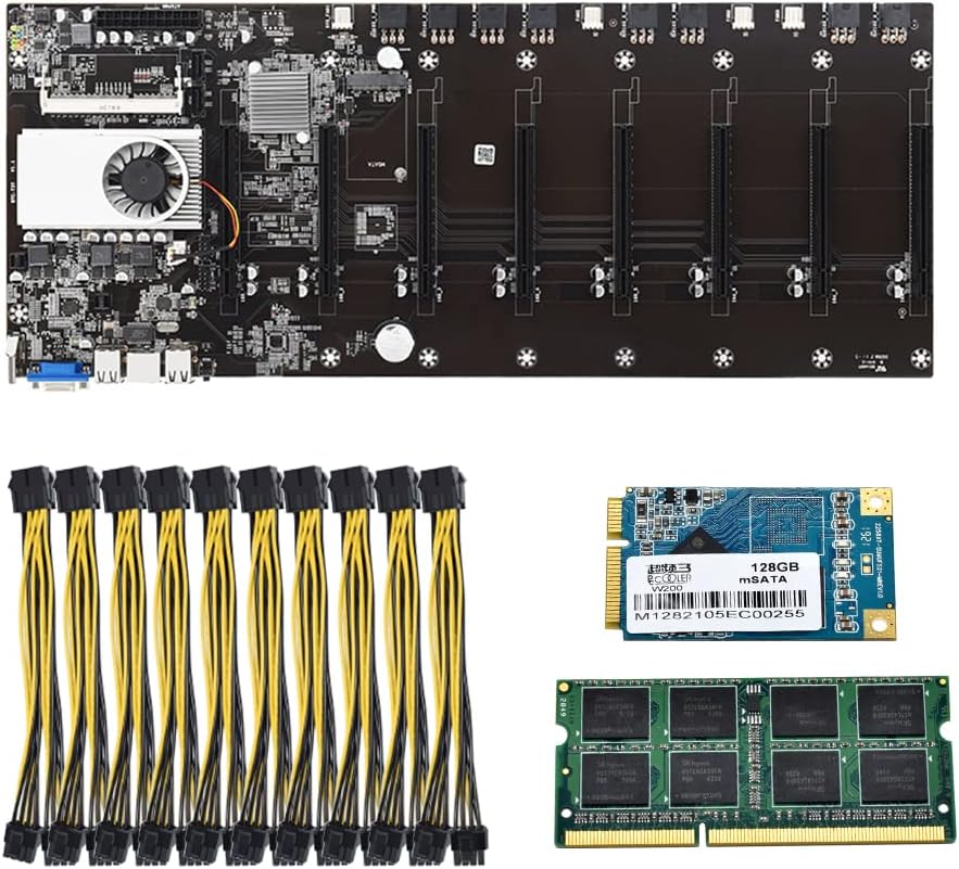 Miner Motherboard with 8GB RAM, 128G MSATA SSD, 8 GPU Slot L553647