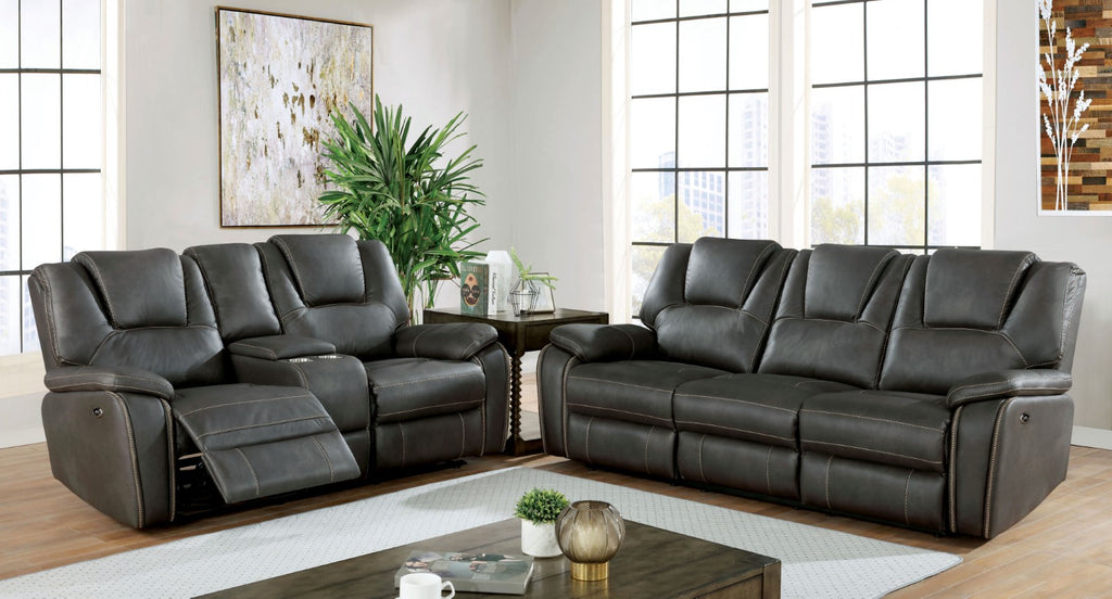 Gray Leatherette Solid Wood 3pc Motion Sofa Set W456251