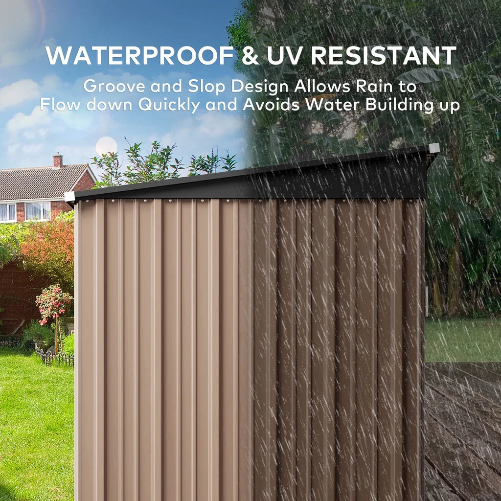 Light Brown Outdoor Storage Shed with Lockable Doors R92069