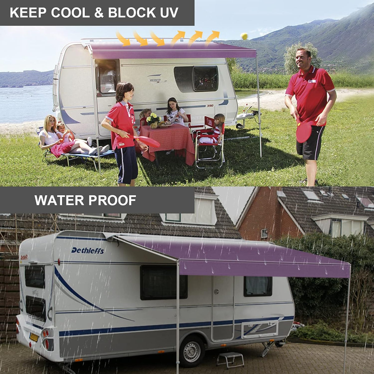 Waterproof Vinyl RV Awning Fabric Replacement Shade Screen - 15' P4620