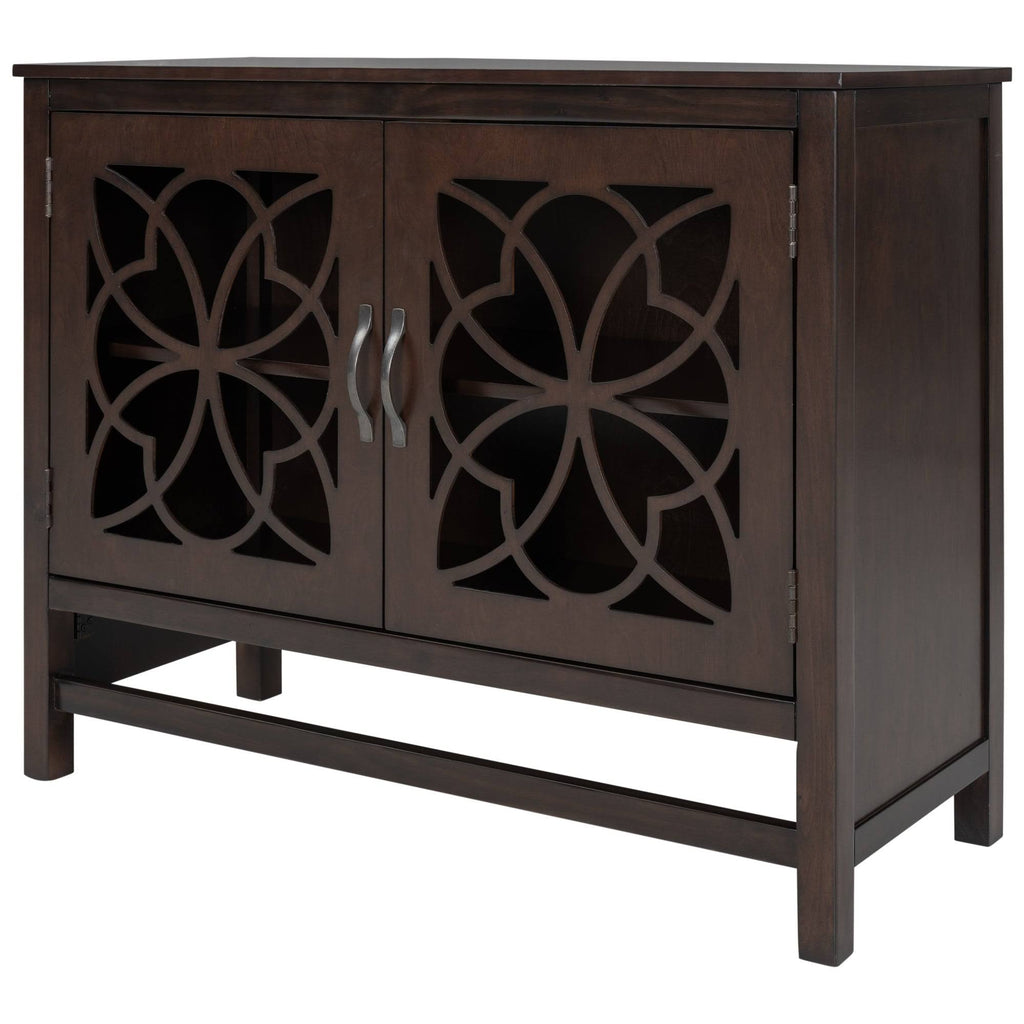 Brown Navy Blue Wood Accent Sideboard Storage Cabinet with Doors U6016
