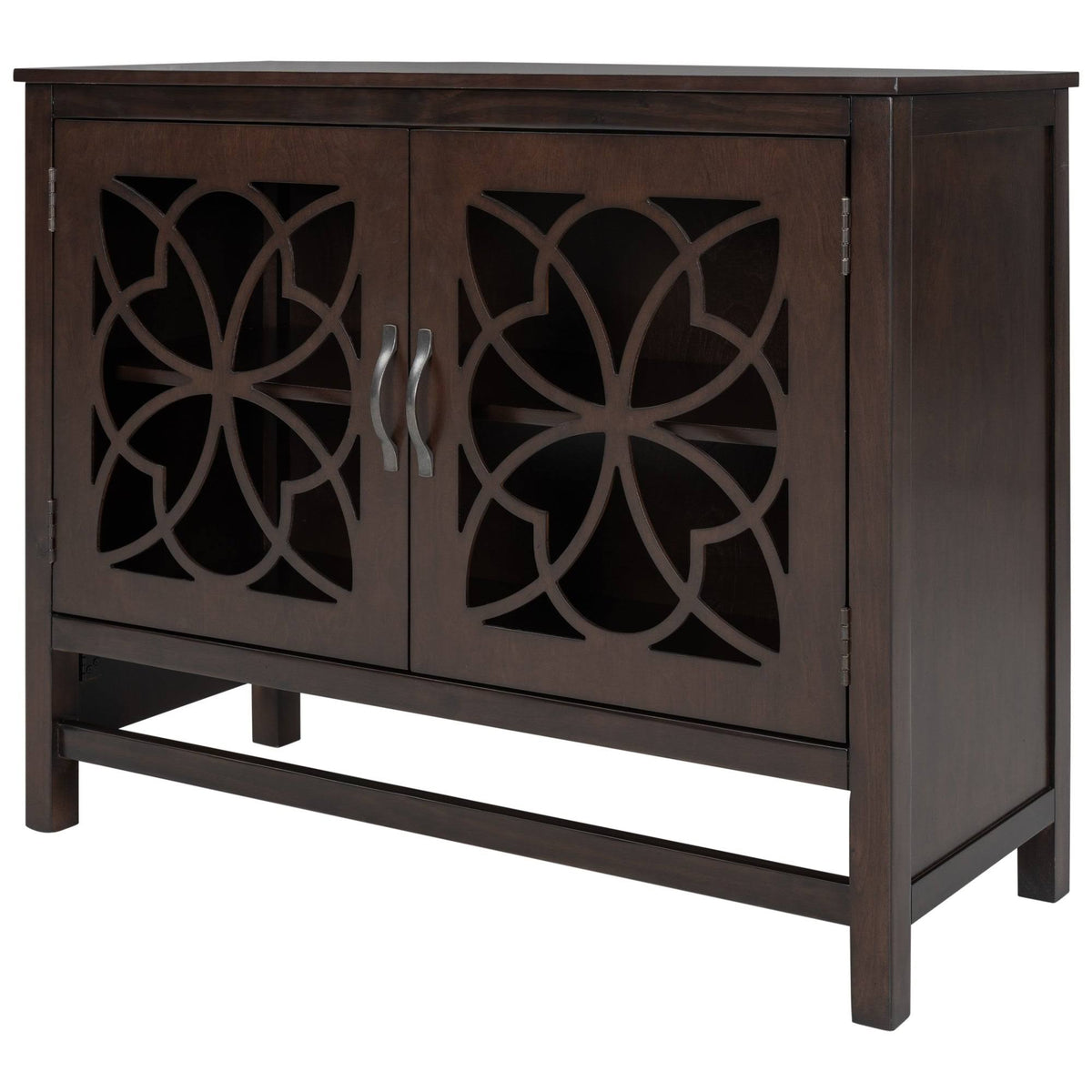 Brown Navy Blue Wood Accent Sideboard Storage Cabinet with Doors U6016