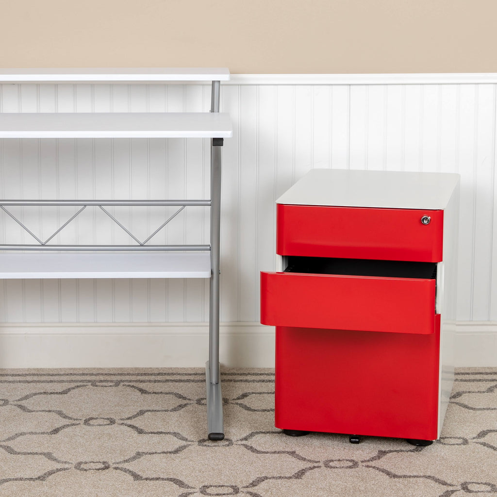 White 3-Drawer Mobile Locking Filing Cabinet M12067