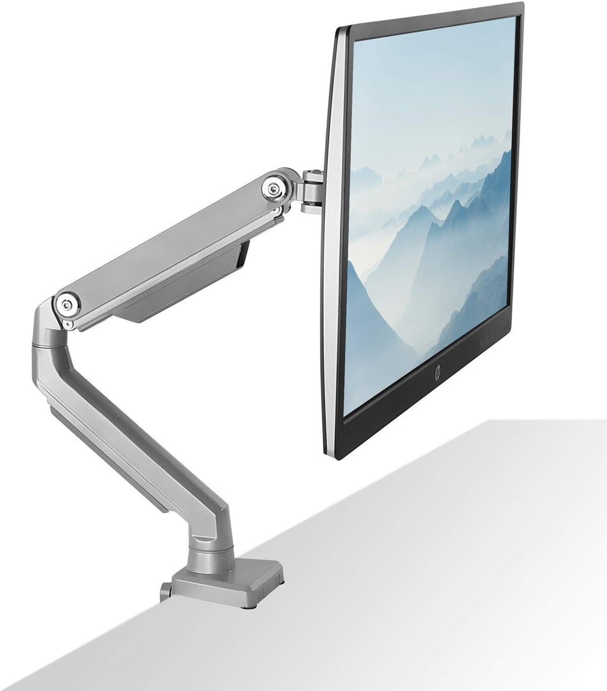 Single Monitor Arm Mount Desk Stand Full Motion Height Adjustable Articulating Mechanical Spring Arm Fits 24 27 29 30 32 Inch VESA Compatible Computer Screen C-Clamp and Grommet Base D87287