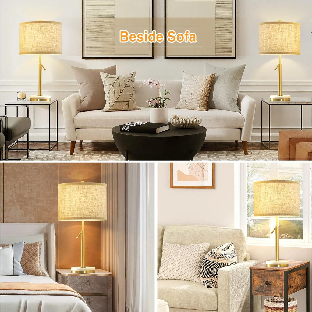 Marble Table Lamps Set of 2 with Pull Chain P156