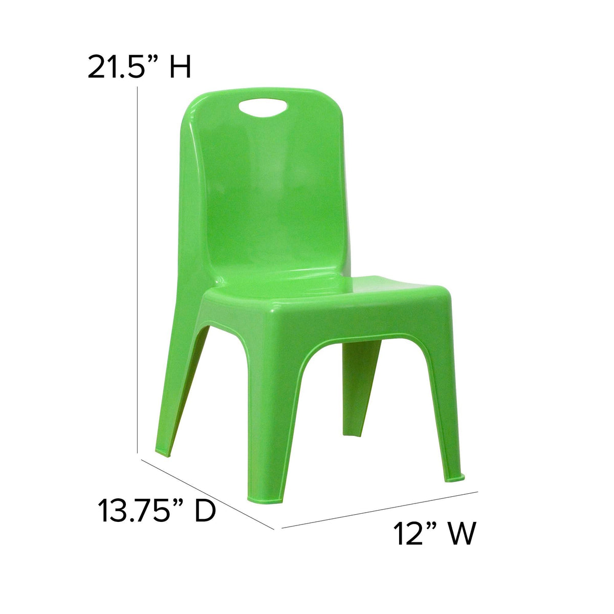 Green Plastic Stackable School Chair with Carrying Handle U591646