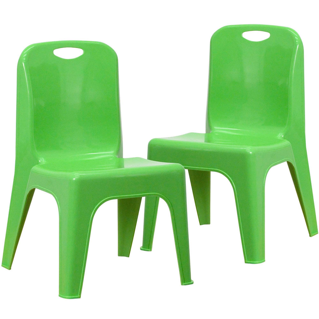 Green Plastic Stackable School Chair with Carrying Handle U591646
