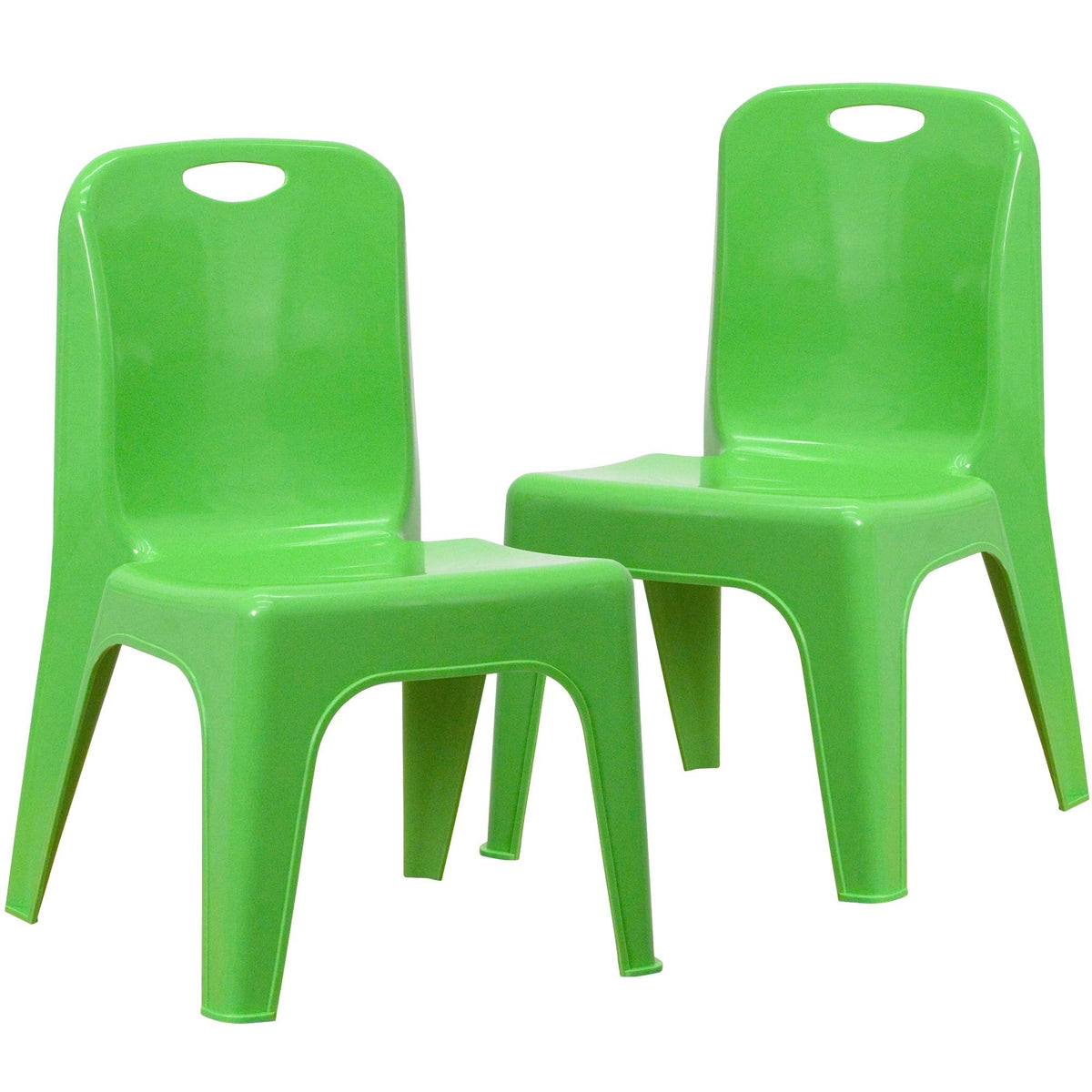 Green Plastic Stackable School Chair with Carrying Handle U591646