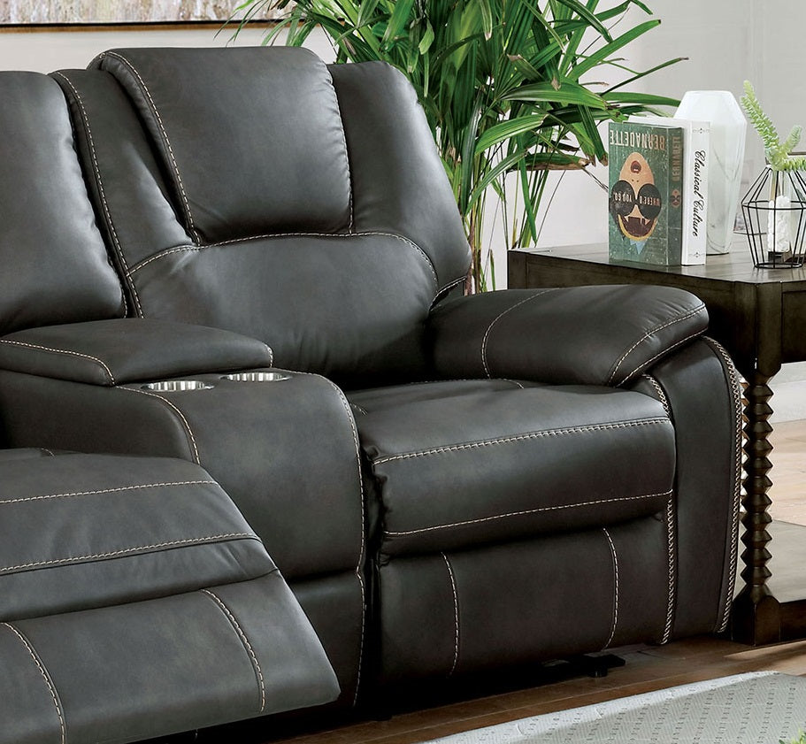 Gray Leatherette Solid Wood 3pc Motion Sofa Set W456251
