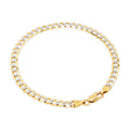 10k Yellow Gold Solid 5mm Cuban Chain Diamond Cut Pave Two Tone Bracelet N159721