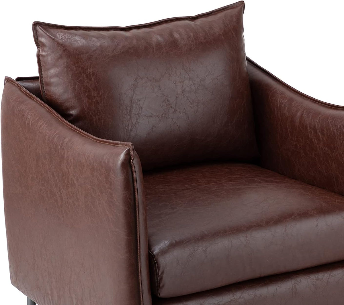 Brown Faux Leather Armchair with Moveable Cushion Y761370