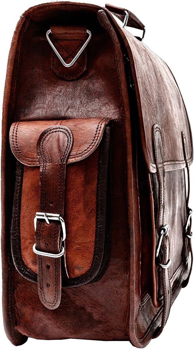 Brown Leather Messenger Bag 18 Inch Cross Body Laptop Briefcase N65765