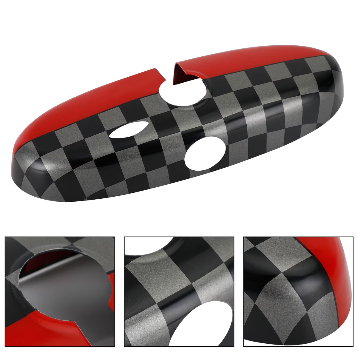 Black/Grey Checkered Rear View Mirror Cover F40867