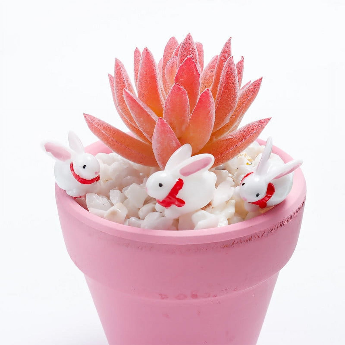 40 Pcs Resin Rabbit Figurines with Red Scarf B355