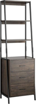 Dark Brown 3 Tier Ladder Shelves with Fabric Drawers H923751