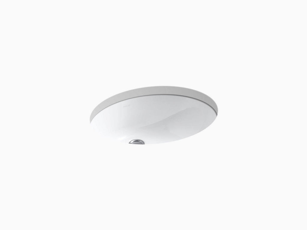 White Undermount Oval Bathroom Sink with Overflow T97886