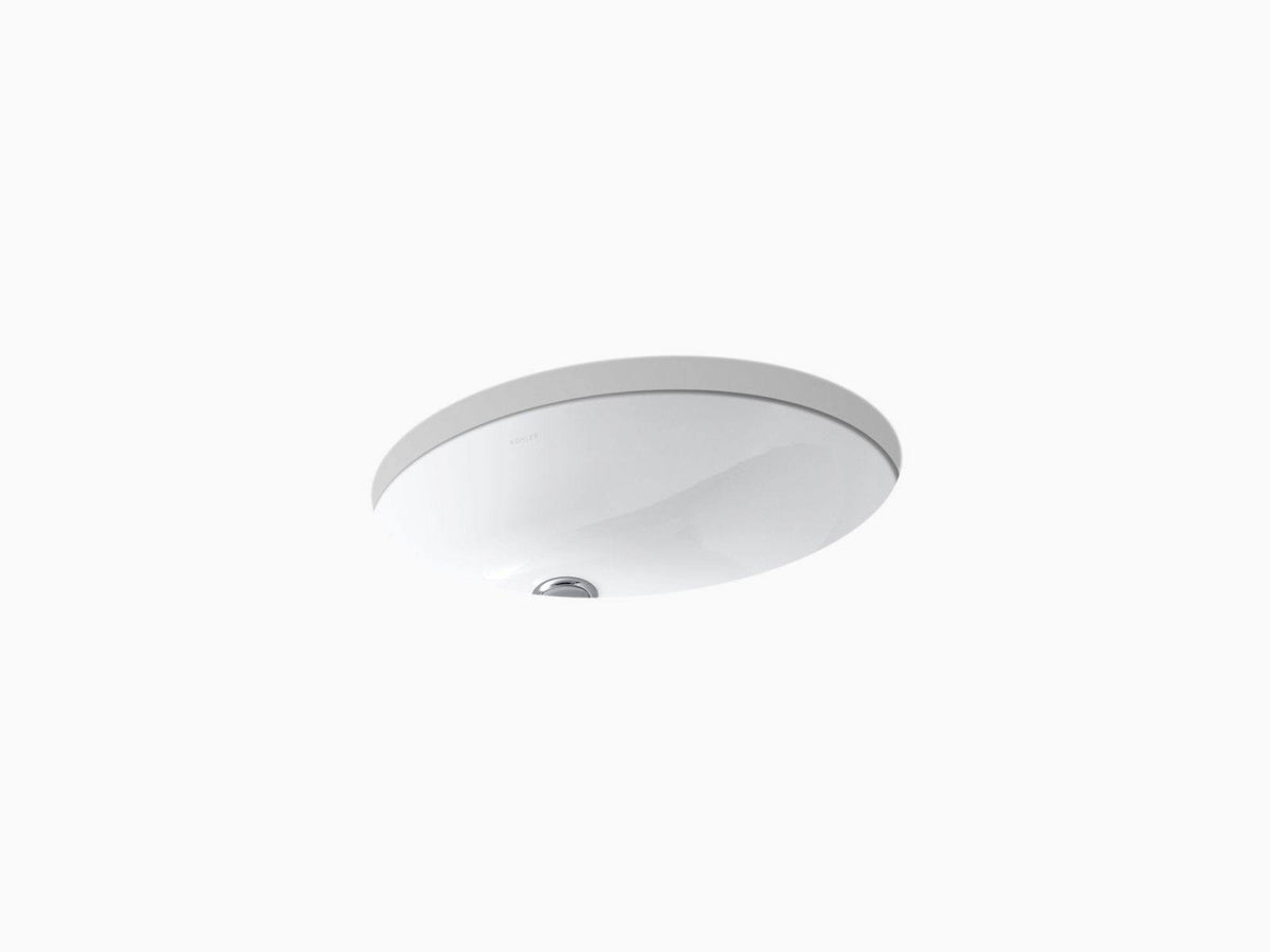 White Undermount Oval Bathroom Sink with Overflow T97886