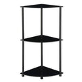Black Steel Corner Bookcase with Glass P32508