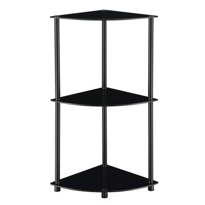 Black Steel Corner Bookcase with Glass P32508