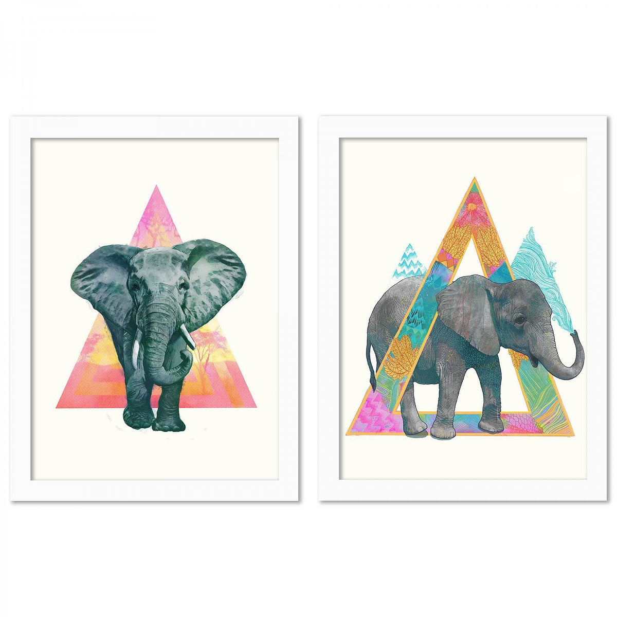 2 Piece White Framed Print Set H9412