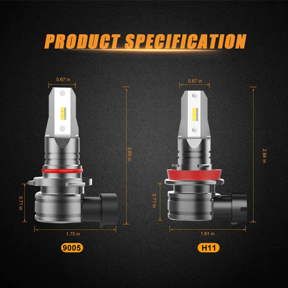9005 H11 Combo LED Bulbs, 6500K Cool White, Pack of 4 V640