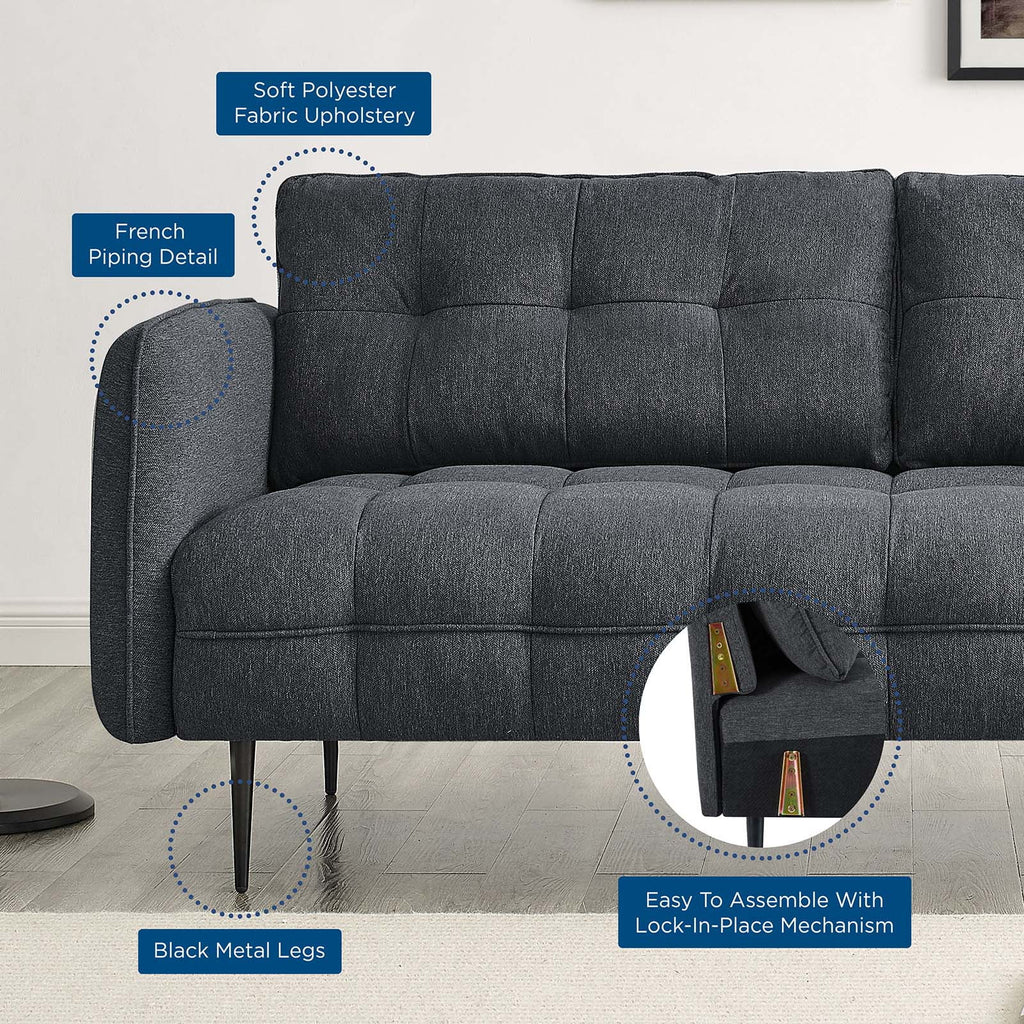 Tufted Fabric Dark Grey Sofa D602197