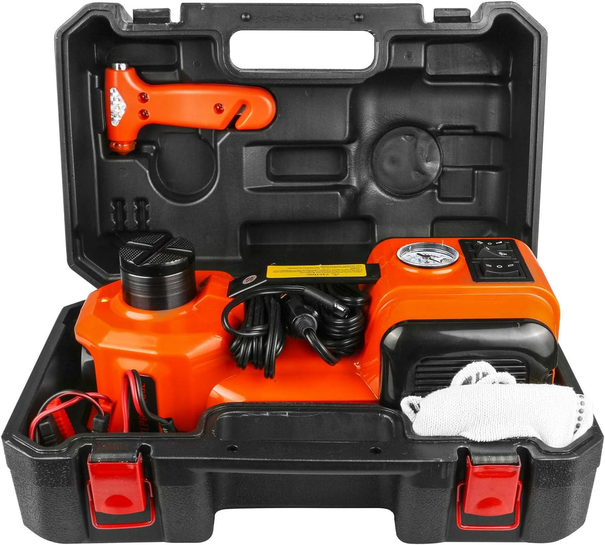 12V DC Electric Hydraulic Floor Jack 3 in 1 Set with Safe Hammer Car Repair Tool Kit P3070
