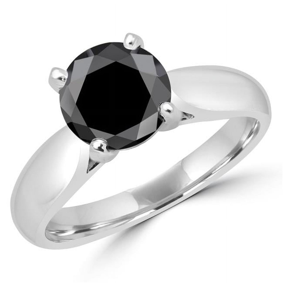 Black Diamond Engagement Ring in 14K White Gold P673