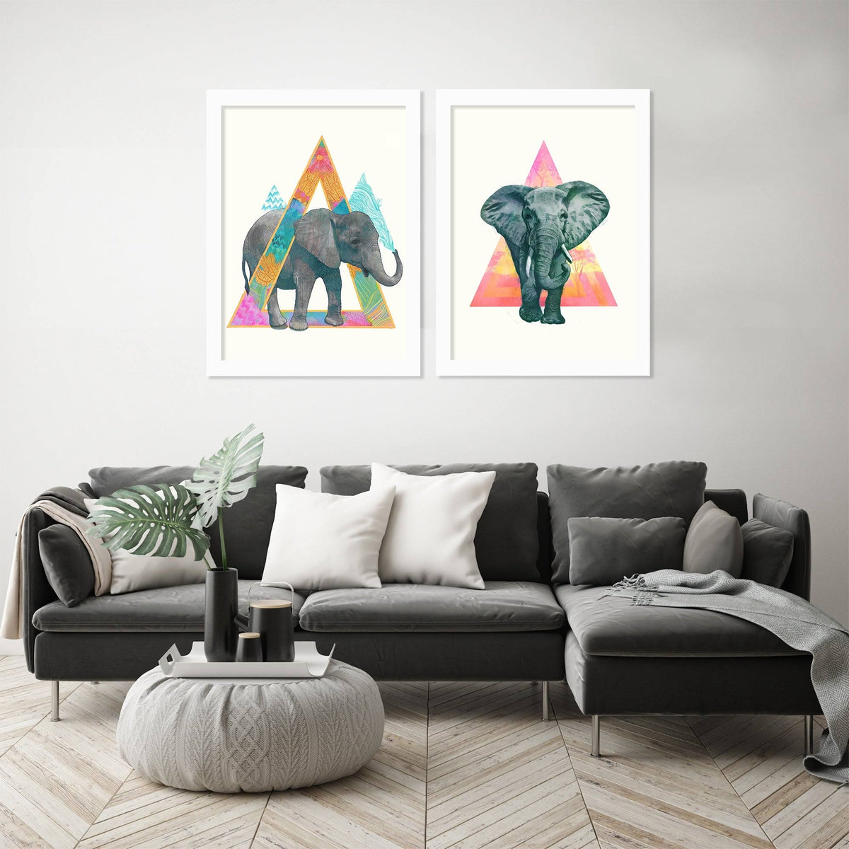 2 Piece White Framed Print Set H9412