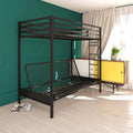 Twin Over Futon Metal Bunk Bed Black A422974