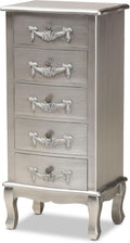 Brushed Silver Finished Wood 5-Drawer Chest L2863