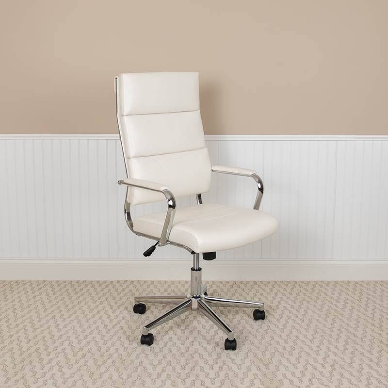 White LeatherSoft High Back Executive Swivel Office Chair P504