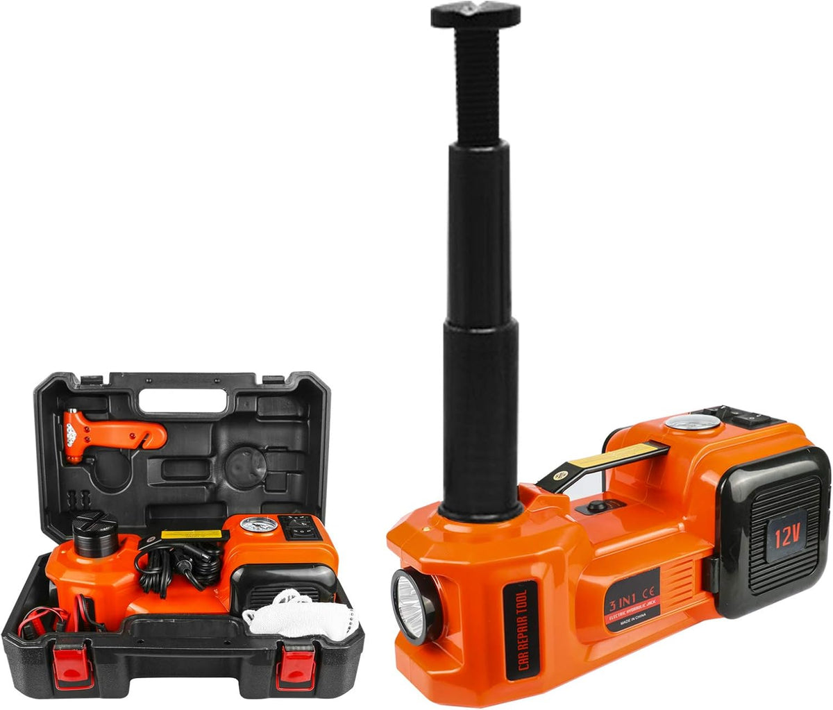 12V DC Electric Hydraulic Floor Jack 3 in 1 Set with Safe Hammer Car Repair Tool Kit P3070