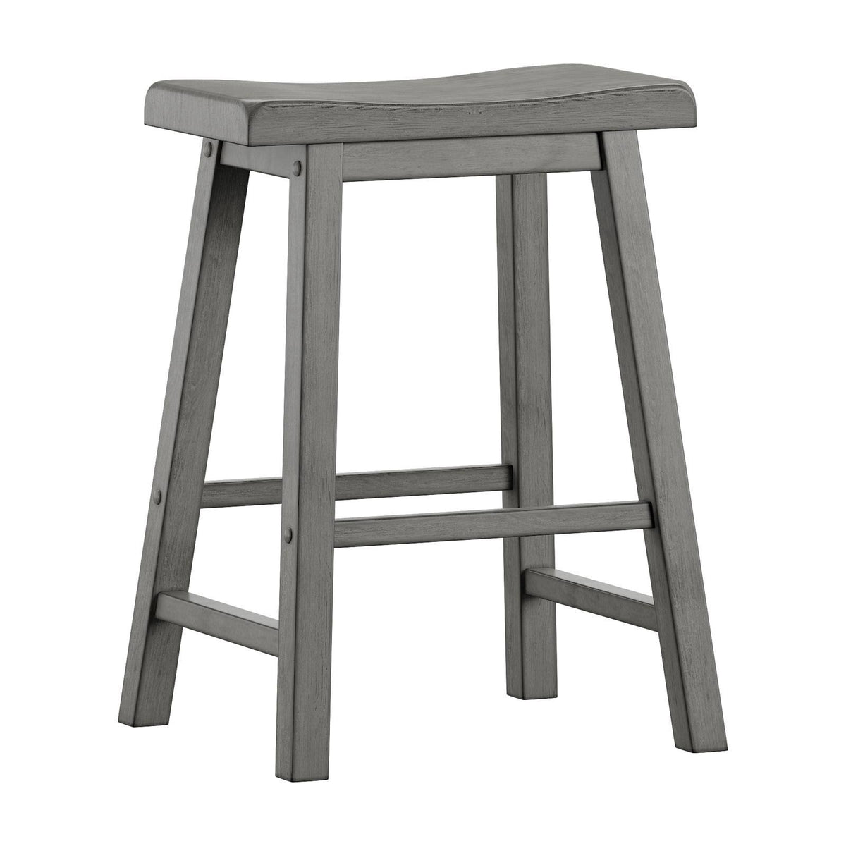 Antique Grey Wood Counter Stools, Set of 2 S4097