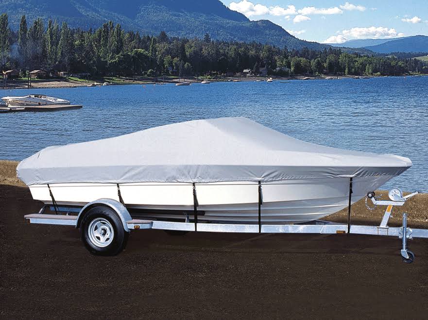 Pacific Blue Semi Custom Boat Cover for Euro Style V-Hull Runabout with Wakeboard Tower I/O Y134