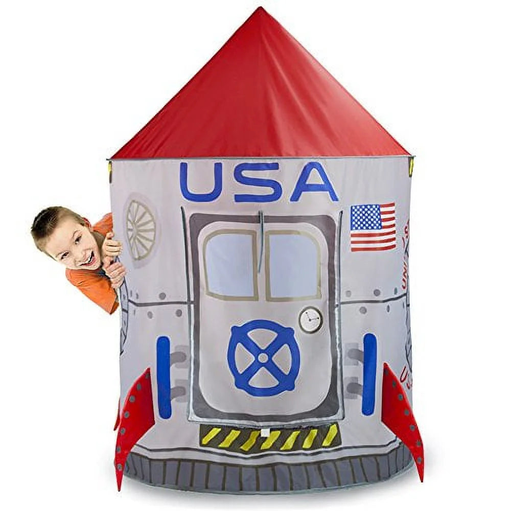 Space Adventure Rocket Play Tent with 100 Soft Ball Pit Balls Z2243