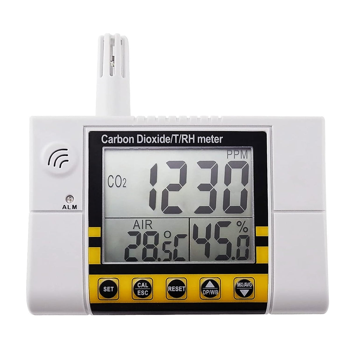 Large LED Screen CO2 Detector with Visual Color Warning Light Bar and Audible Alarm Y10989