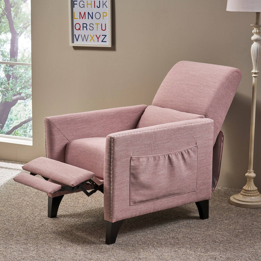 Light Blush Fabric Push Back Recliner N2934