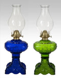 Cobalt Blue Glass Princess Feather Oil Lamp with Burner and Chimney U886