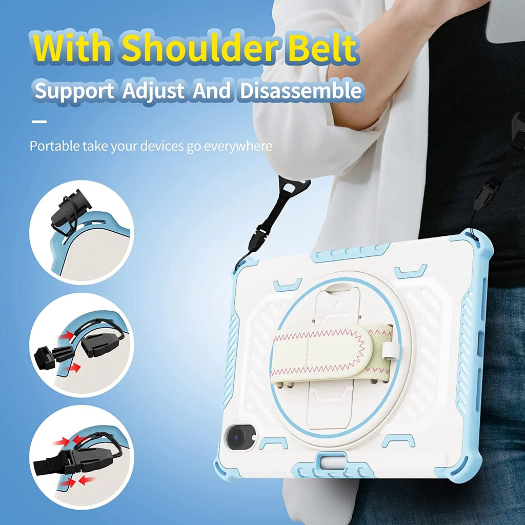 Heavy Duty Protective Case for iPad 10.9 Inch with Rotating Hand Strap & Stand H7613