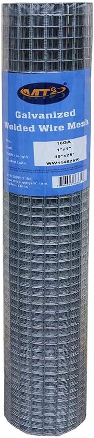 Galvanized Welded Wire Mesh Garden Fence 24 Inch x 25 Foot 1 Inch x 1 Inch 16GA Pack of 2 R22192