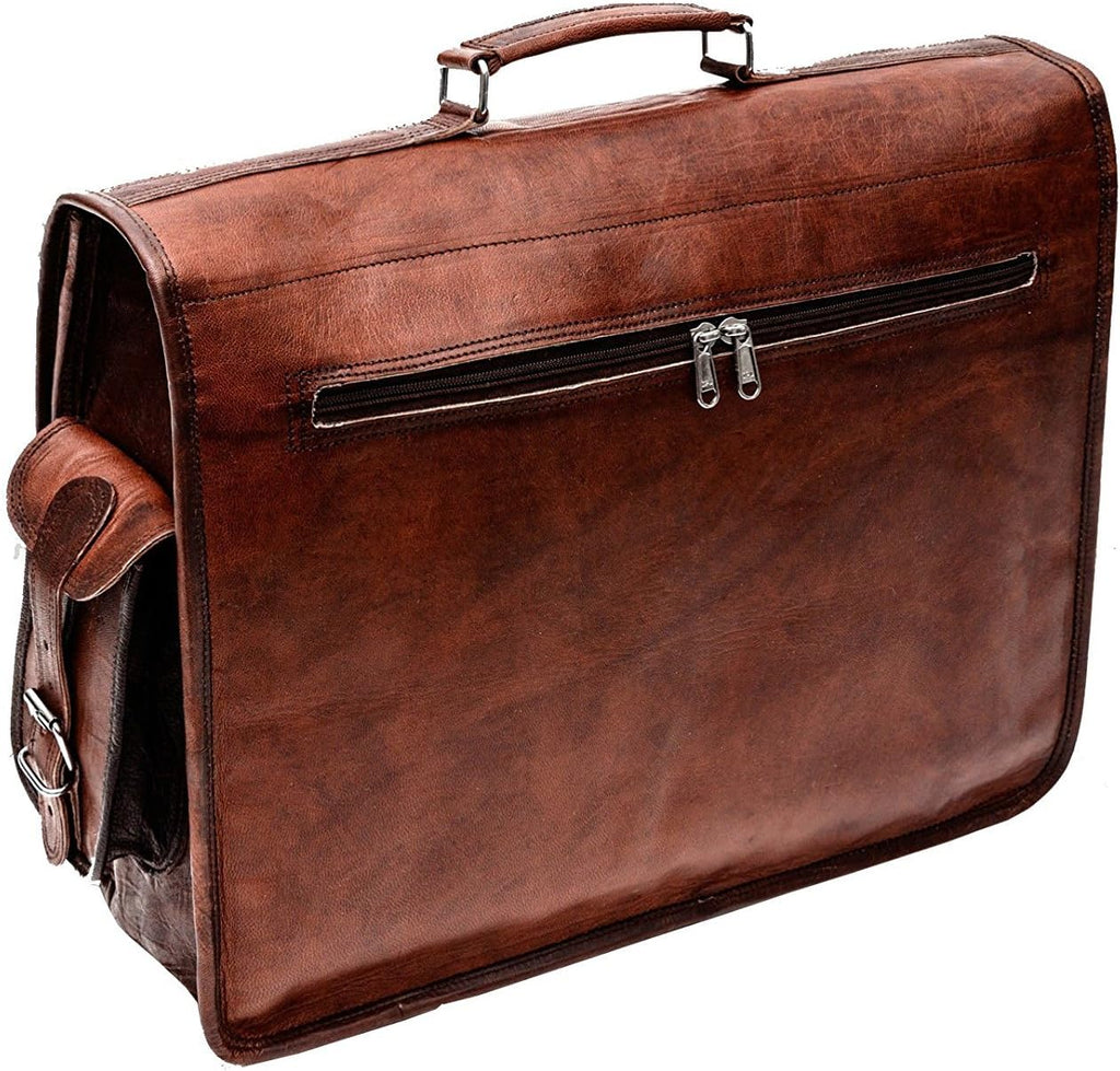 Brown Leather Messenger Bag 18 Inch Cross Body Laptop Briefcase N65765