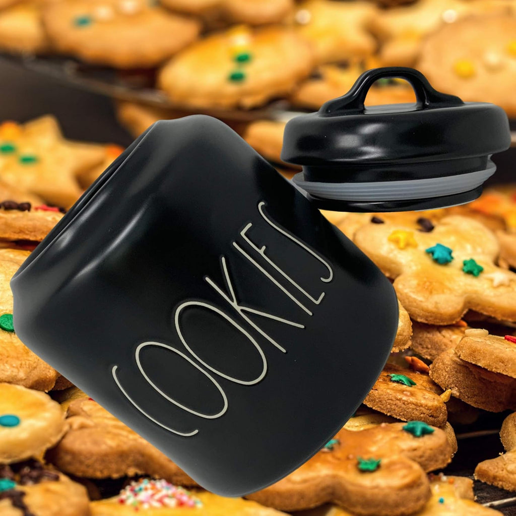Black Cookie Canister with White Letters, Pack of 2 F561619