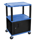 42x22 A/V Cart with 3 Shelves and Cabinet, Black Legs J742